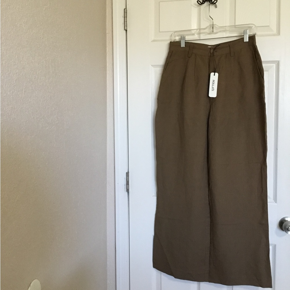 Rolla’s Chloe Pleat Linen – Tobacco size 10M NWT